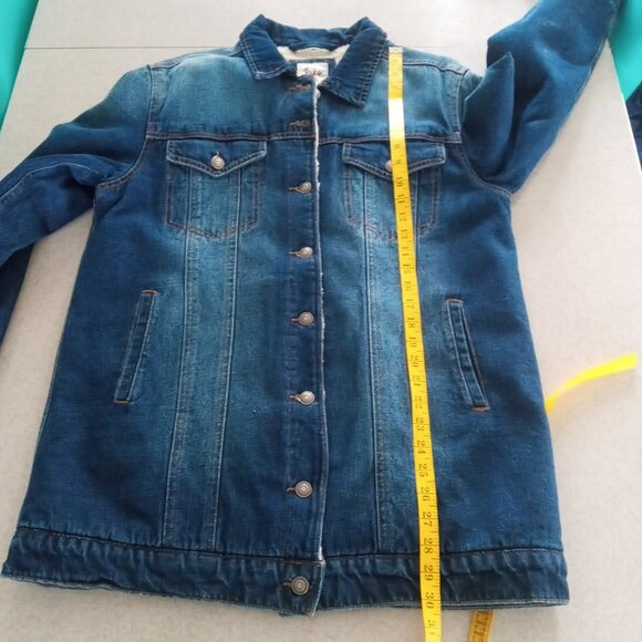 Suko jeans sherpa lined ombre denim jacket/coat size medium - Picture 6 of 8